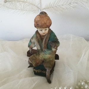 Muñeco de algodón antiguo niño algodón niño figura de algodón caja de regalo antigua caja de anillo*Decoración*Pascua 1900*Navidad 1900*Pascua*Nostalgia* Brocante