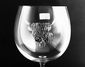 Highland Cow Engraved Dartington Crystal Gin Glass Gift