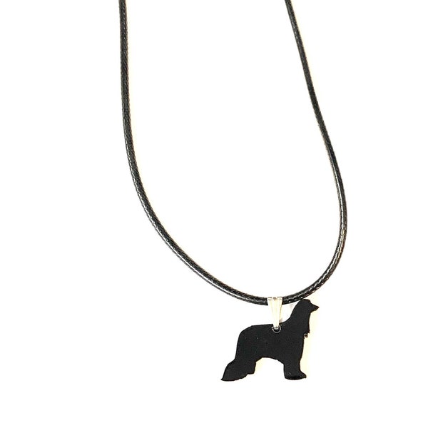 Afghan Hound Dog Necklace Pendant In Black Acrylic Gift