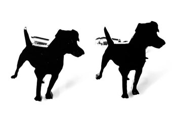 Patterdale Terrier Dog Cufflinks Novelty Shirt Cufflinks In Black