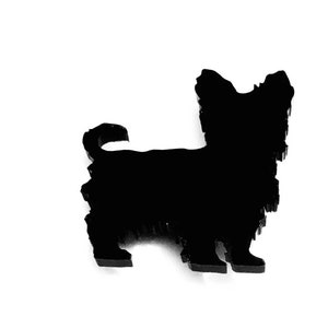 Yorkshire Terrier Yorkie Dog Brooch Badge Pin Scarf Fastener In Black Acrylic Gift