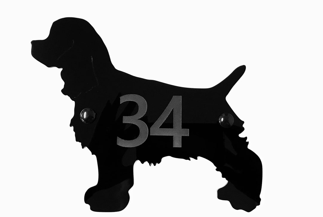 Cocker Spaniel Dog Door House Number Sign Plaque in Black Etsy