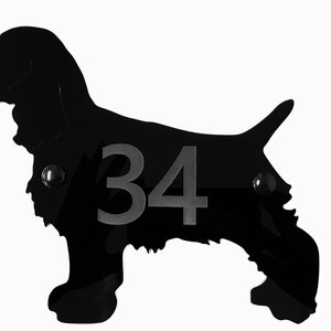 Cocker Spaniel Dog Door House Number Sign Plaque In Black