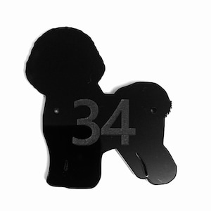 Bichon Frise Dog Door House Number Sign Plaques in Black
