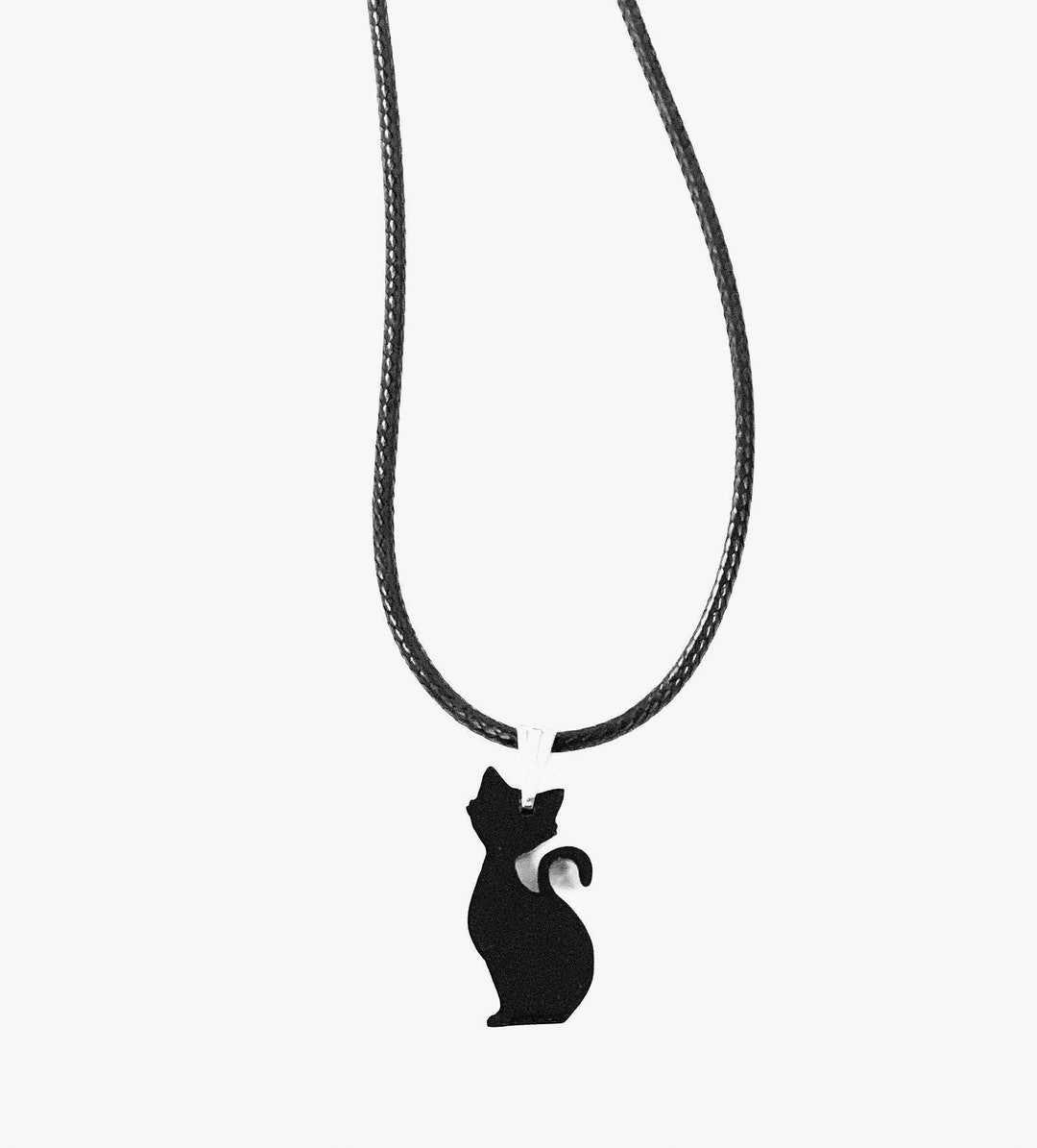 Cute Cat Necklace Pendant in Black Etsy Hong Kong