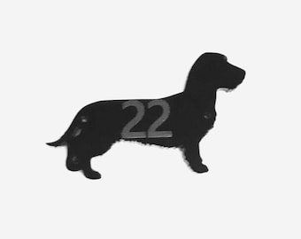 Dachshund Rough Coat Dog Door House Number Sign Plaque In Black