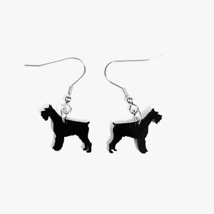 Schnauzer Dog Earrings Drop Dangle Earrings In Black Acrylic 316L Surgical Steel Hooks Gift