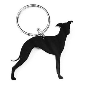 Italian Greyhound Dog Keyring Keychain Bag Charm Gift In Black