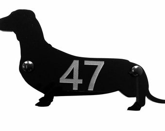 Dachshund Wiener Dog Door House Number Sign Plaques in Black