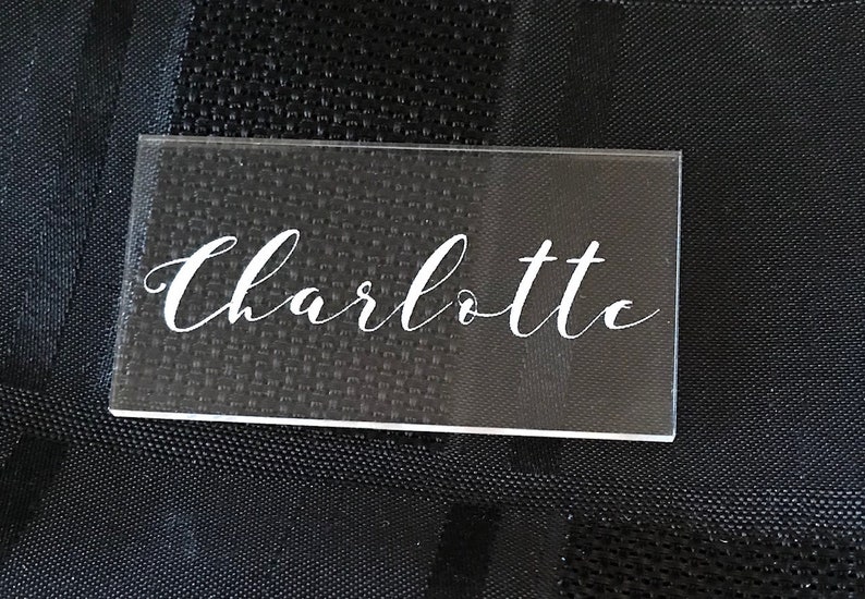 Personalised Table Place Name Settings in Clear Acrylic in Paduka Font