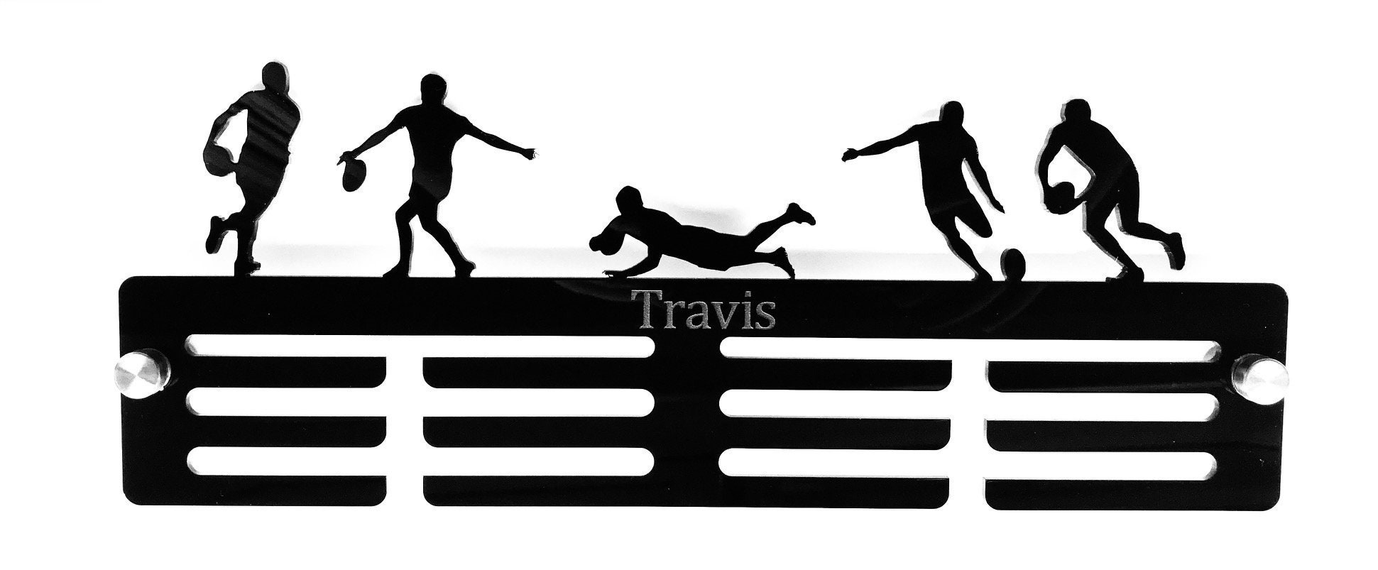 Personalised Rugby Medal Holder Rack Hanger 3 Tier in Black Etsy UK
