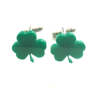 Shamrock Cufflinks Irish Gaelic Mens Lucky Clover Cufflinks Gift In Green