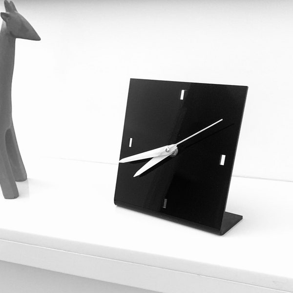 Small Square Mantle Mantel Clock in Black