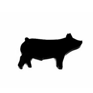 Pig Piglet Fridge Magnet Gift in Black Acrylic