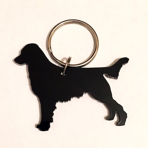 Flat Coated Retriever Keyring Keychain Bag Charm Gift In Black