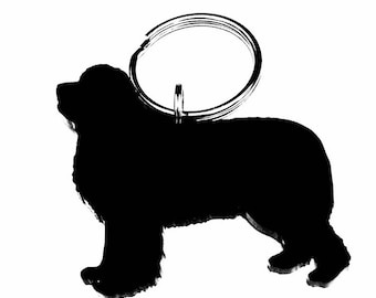 Newfoundland Dog Keyring Bag Charm Keychain Gift In Black