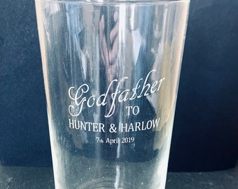 Personalised Godfather Pint Glass...Laser Engraved