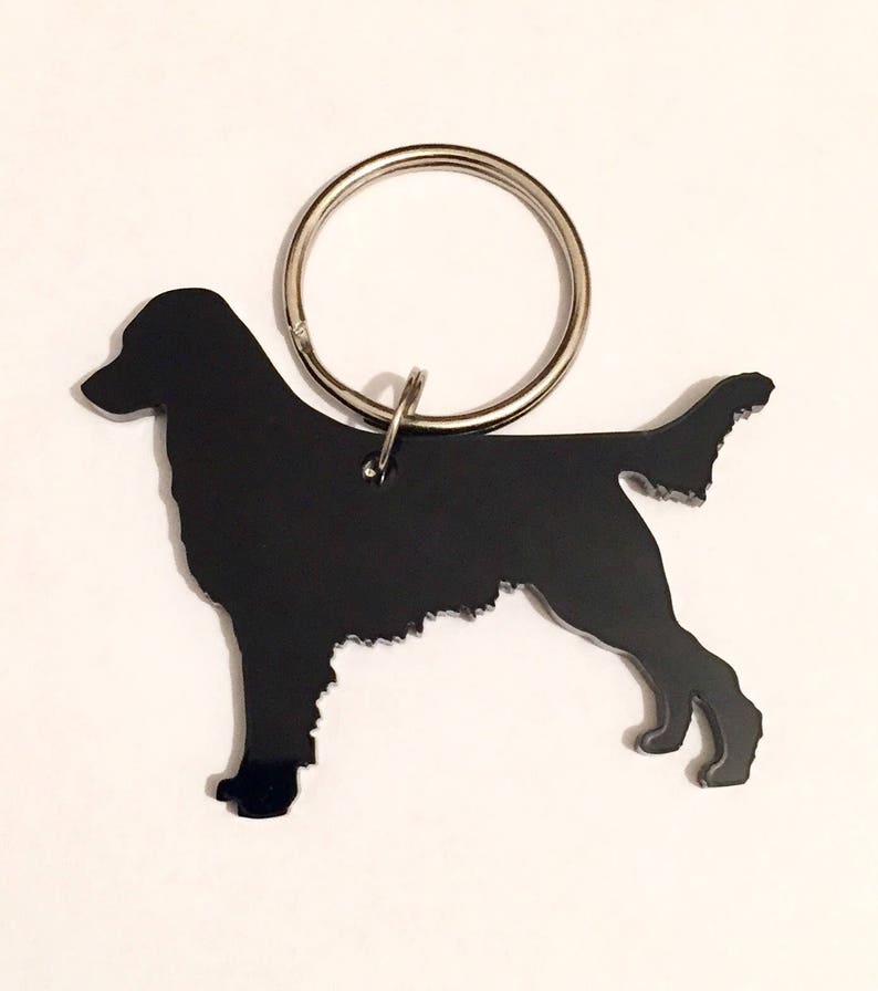 Flat Coated Retriever Keyring Keychain Bag Charm Gift In Black image 2