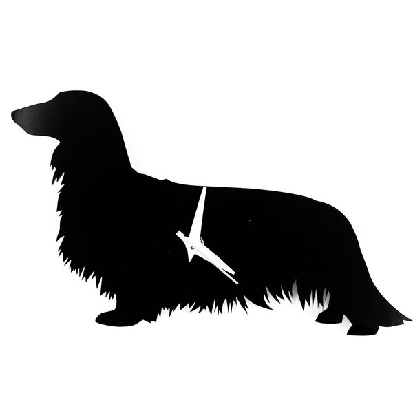 Dachshund Long Coat Dog Wall Clock In Black