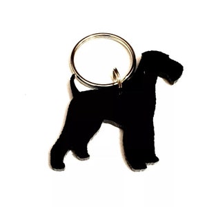 Airedale Dog Keyring Keychaing Gift In Black