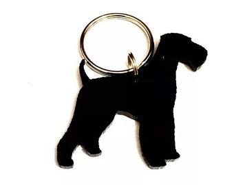 Airedale Dog Keyring Keychaing Gift In Black