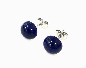 Lapis Lazuli Round Ear Studs Earrings on 316L Surgical Steel Posts