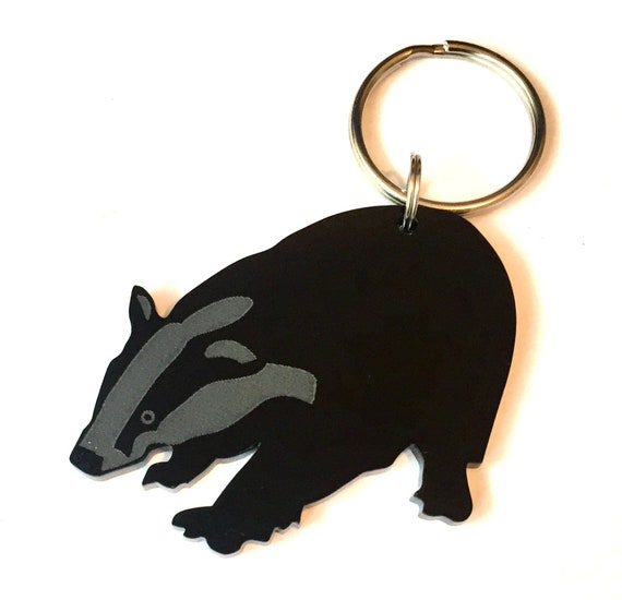 Badger Keyring Keychain Bag Charm Gift in Black Etsy