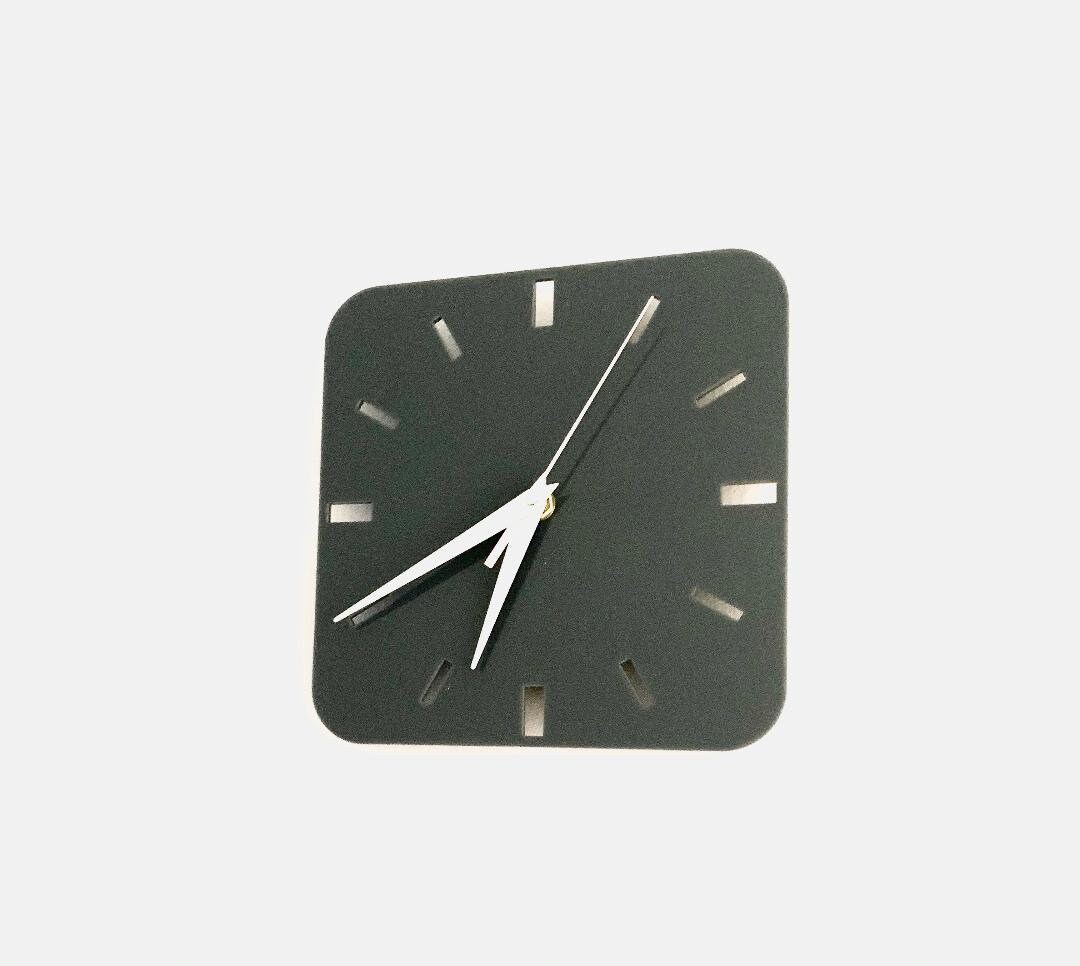 Small Square Wall Clock in Dark Grey Acrylic Etsy