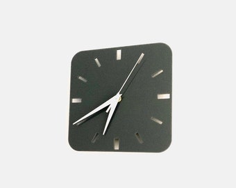 Small Square Wall Clock In Dark Grey Acrylic