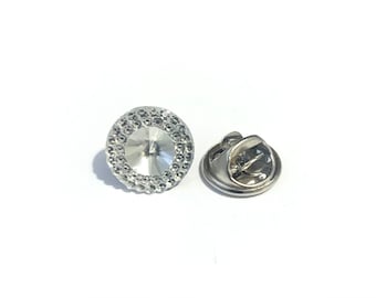 Runde Modesty Pin Glascabochon & Diamante Badge Brosche Button 12mm Geschenk