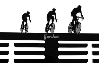 Personalised Cycling Medal Holder Hanger Rack 3 Tier in Black 5mm Acrylic