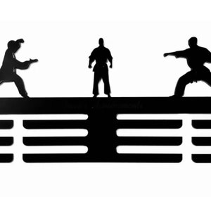 Personalised Karate Medal Holder Rack Hanger 3 Tier In Black 5mm Acrylic