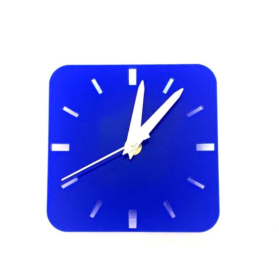 Small Square Wall Clock in Blue Acrylic Etsy