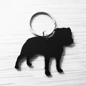 Staffordshire Bull Terrier Staffy Staffie Dog Keyring Keychain Bag Charm In Black