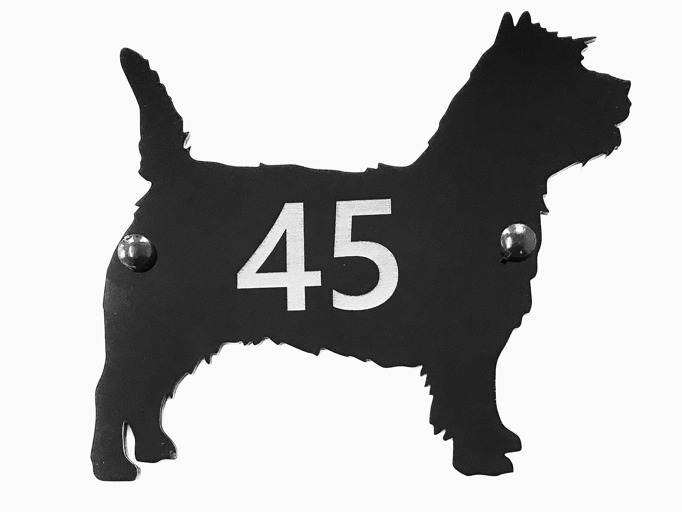 Cairn Terrier Dog Door House Number Sign Plaque In Black Etsy