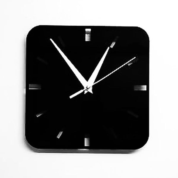 Square Wall Clock In Black Acrylic 20CM X 20CM