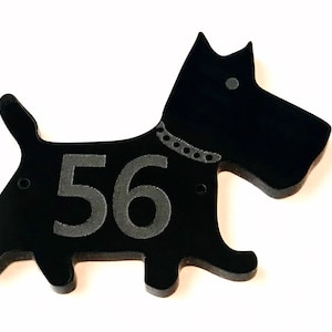 West Highland Terrier Tür Tür HausNummer Schild Schild in schwarz
