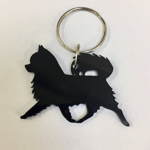 Chihuahua Dog Long Coat Keyring Keychain Bag Charm Gift In Black