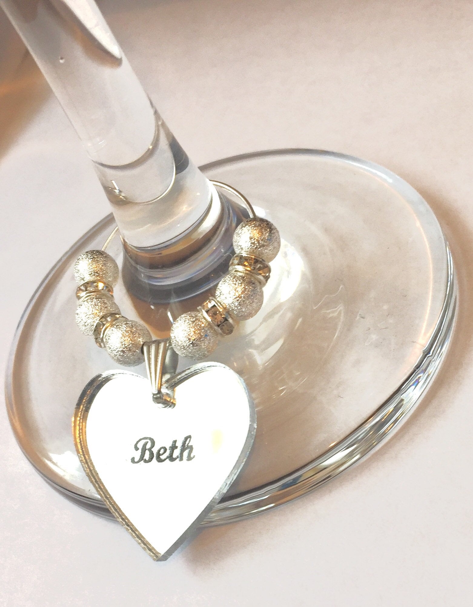 Personalised Wedding Table Decoration Silver Glass Charms Favours Keepsake Hen 