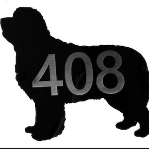 Newfoundland Dog Door House Number Sign Plaques in Black