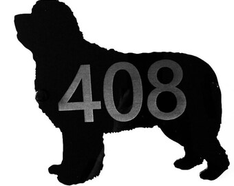 Newfoundland Dog Door House Number Sign Plaques in Black