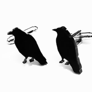 Crow Bird Cufflinks Mens Novelty Shirt Cufflinks In Black