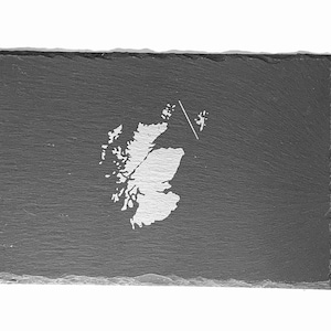Set de table carte de l'Ecosse gravée en ardoise rustique (30 x 20 cm)