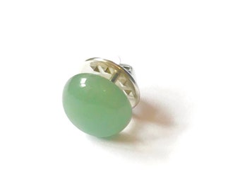 Green Aventurine Round Modesty Pin Badge Brooch Button 12mm