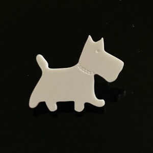 Westie Scottie Hund Brosche Pin Schal Verschluss in weiß