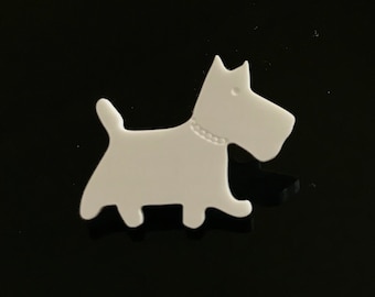 Westie Scottie Dog Brooch Pin Scarf Fastener in White