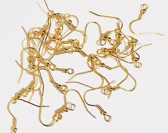316 Surgical Steel GOLD Earring Wires Hooks Fish Hooks Earring Blanks French Hooks x 100