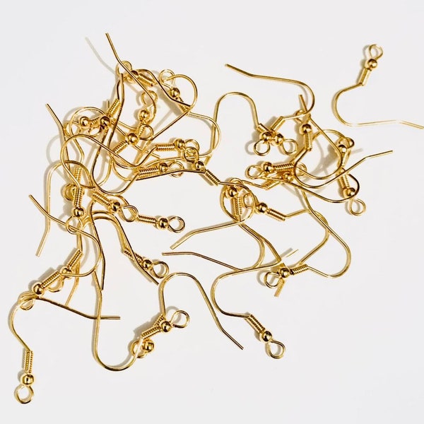 316 Surgical Steel GOLD Earring Wires Hooks Fish Hooks Earring Blanks French Hooks x 100