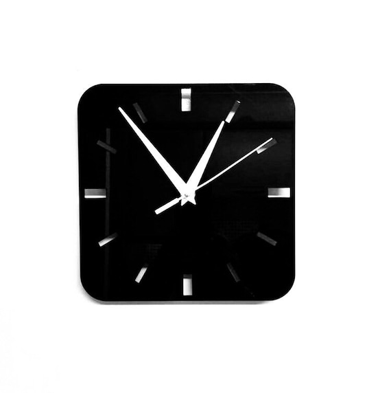 Small Square Wall Clock in Black Acrylic Etsy