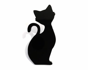 Cute Cat Brooch Pin Badge Scarf Fastener In Black